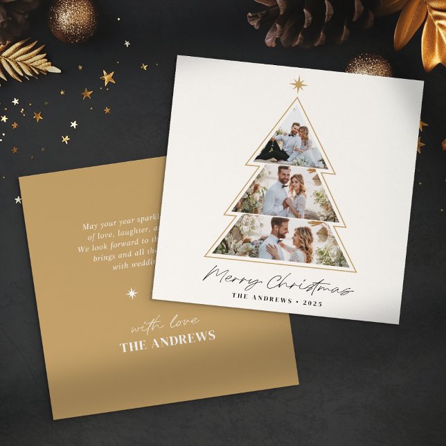 Modern Minimalist Christmas Tree Photo Collage Holiday Card (Creator Uploaded)