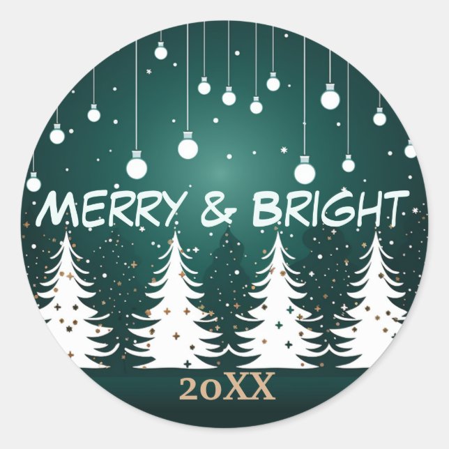 Modern Minimalist Christmas Tree Sticker (Front)