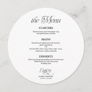 Modern Minimalist Circle Wedding Menu