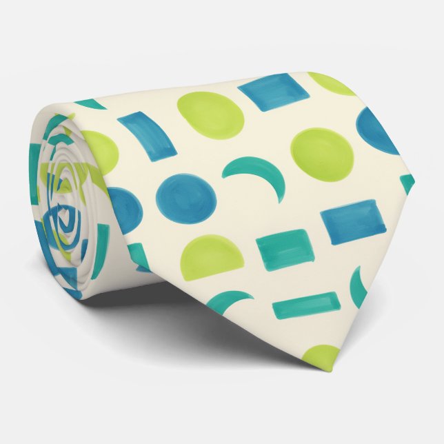 Modern Minimalist Citrus Green and Coastal Blue Tie (Rolled)
