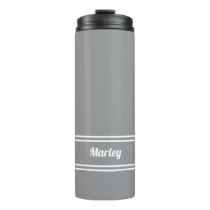 Modern Minimalist Classic Custom Name Grey White  Thermal Tumbler