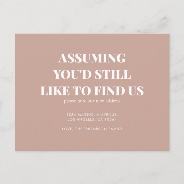 Modern Minimalist Classic Typography Rustic Moving Announcement Postcard (Front)