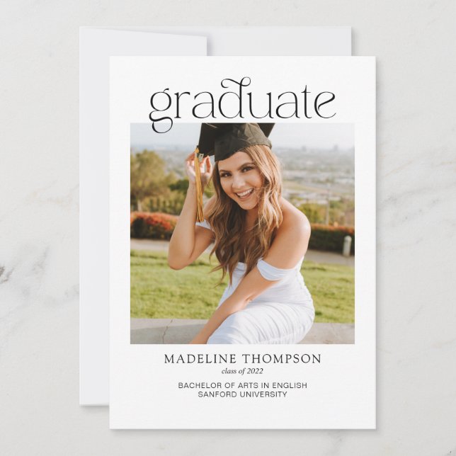Modern Minimalist Classy Photo Collage Graduation Announcement (Front)