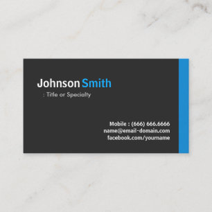 Modern Minimalist - Clean Black and Blue Business Card
