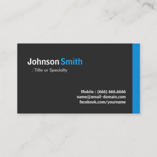 Modern Minimalist - Clean Black and Blue Business Card