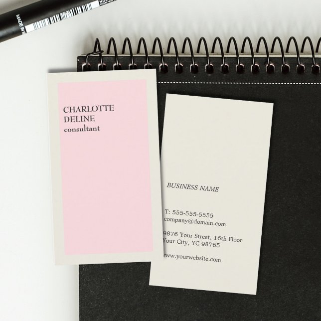 Modern Minimalist Clean Pale Pink Grey Consultant Business Card (Creator Uploaded)