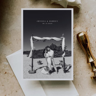 Modern Minimalist Clean Photo Wedding Thank You Card