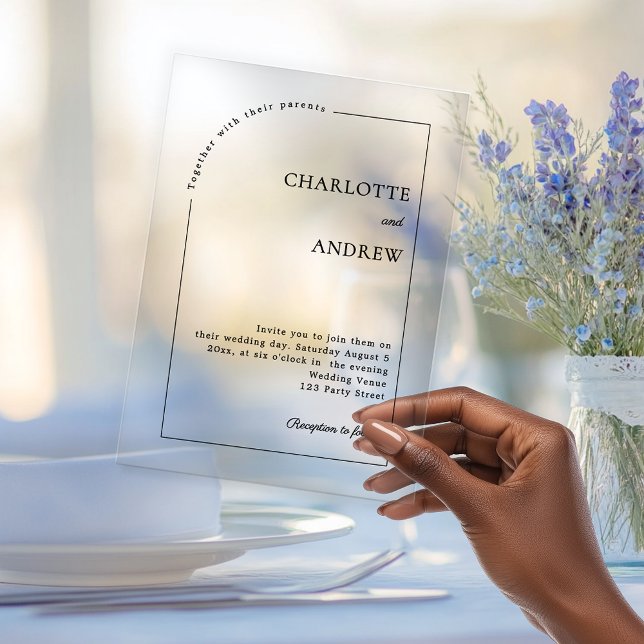 Modern minimalist clear luxury wedding acrylic invitations (Creator Uploaded)