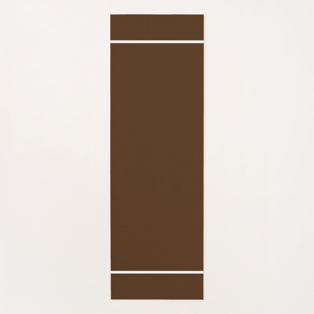 Modern Minimalist Cocoa Brown White Edge Stripes Yoga Mat (Front)
