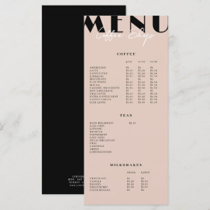 Modern Minimalist Coffee Shop Menu