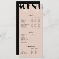 Modern Minimalist Coffee Shop Menu