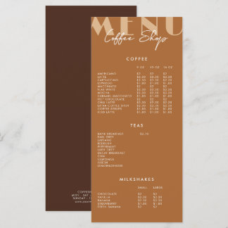 Modern Minimalist Coffee Shop Menu