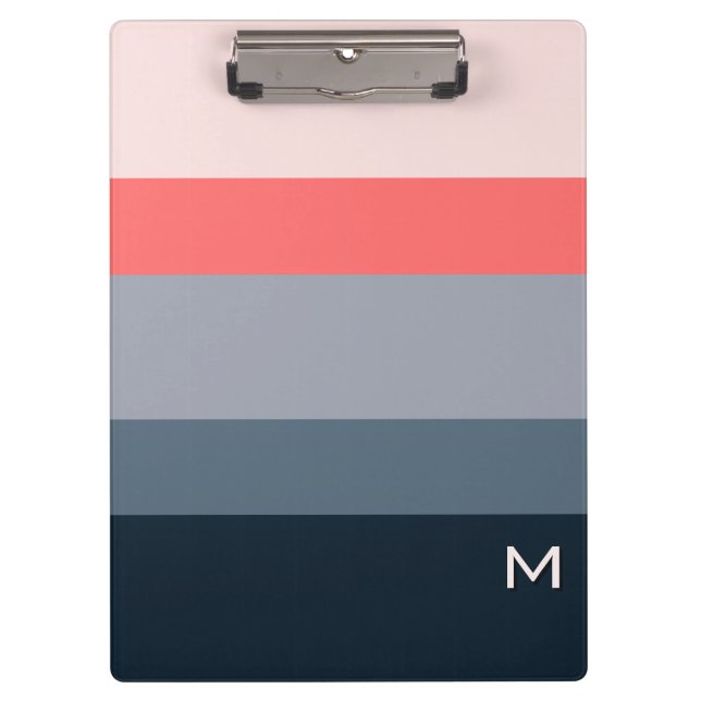 Modern Minimalist Color Block Monogrammed Clipboard (Front)
