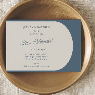 Modern Minimalist Colour Block Blue Engagement Invitation