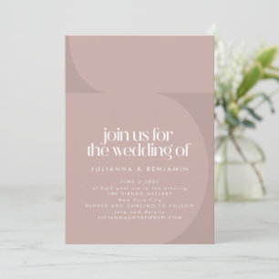 Modern Minimalist Colour Block Mauve Wedding Invitation