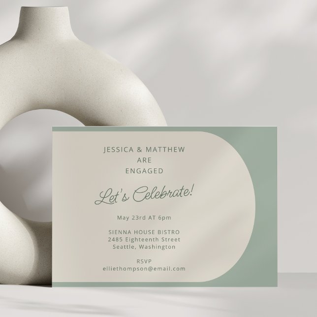 Modern Minimalist Colour Block Sage Engagement Invitation (Creator Uploaded)