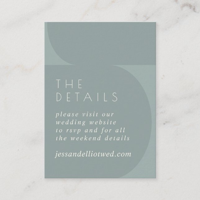 Modern Minimalist Colour Block Teal Wedding RSVP  Enclosure Card (Front)