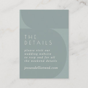 Modern Minimalist Colour Block Teal Wedding RSVP Enclosure Card