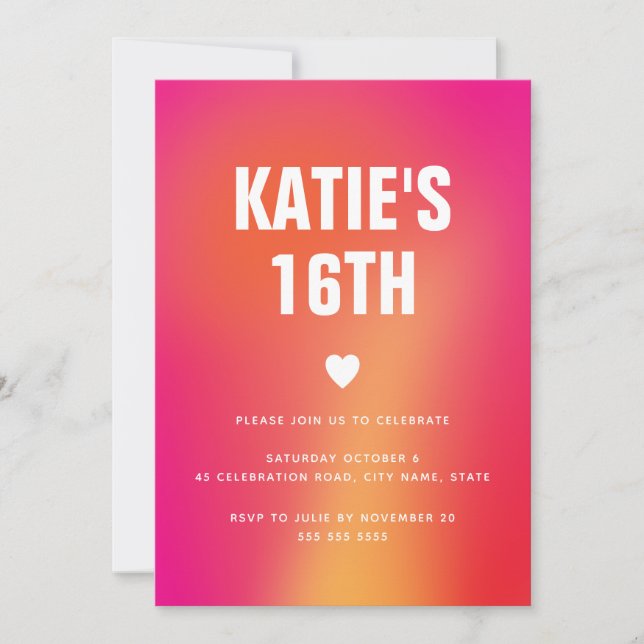 Modern Minimalist Colourful Abstract Sweet 16 Invitation (Front)