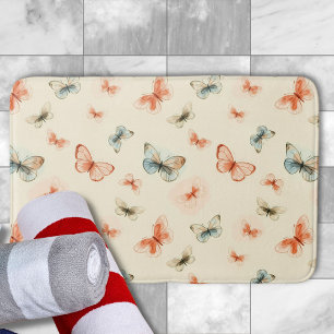 Modern Minimalist Colourful Butterflies Bath Mat