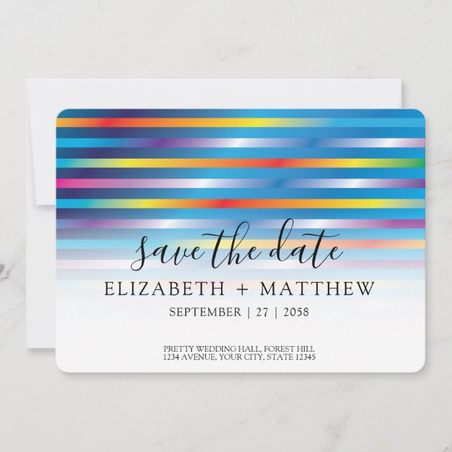 Modern Minimalist Colourful Gradient Design Save The Date (Front)