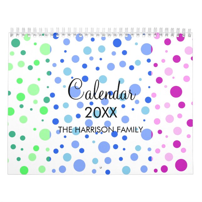 Modern Minimalist Colourful Polka Dot Pattern Calendar (Cover)