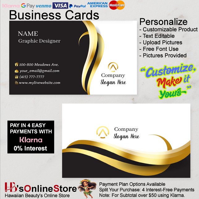 Modern Minimalist Company Gold Black White Business Card (Modern Minimalist Company Gold Black White Business Card.)
