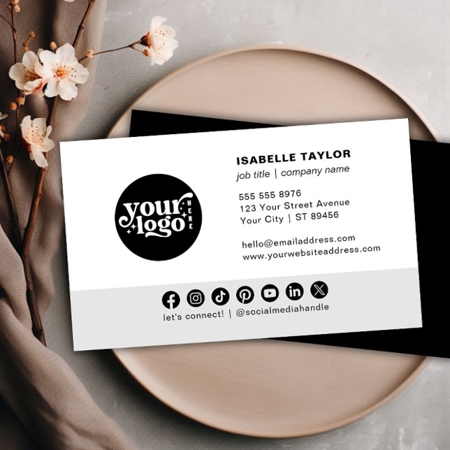 Modern Minimalist Company Logo Social Media Icons  Business Card (Modern Minimalist Company Logo Social Media Icons Business Card)