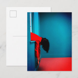 Modern Minimalist Conceptual Woman in Red Postcard