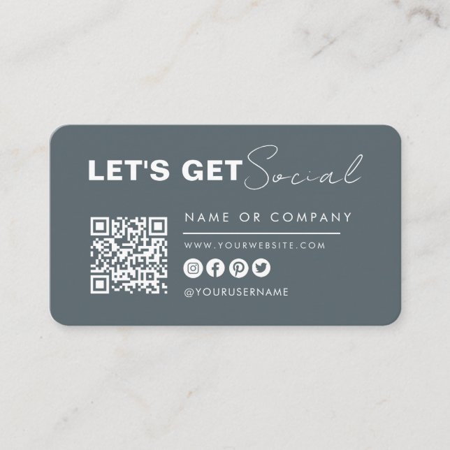 Modern Minimalist Connect With Us Navy Business Card (Front)