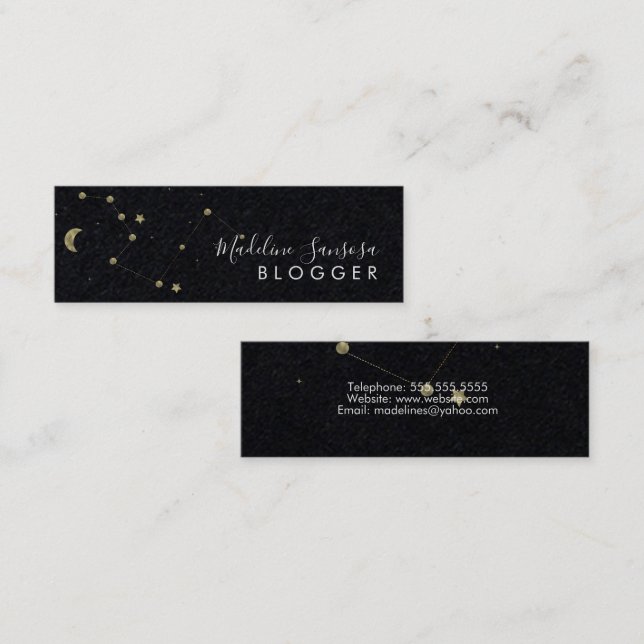Modern Minimalist Constellation Gold  Mini Business Card (Front/Back)