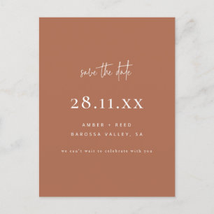 Modern Minimalist Copper Script Save The Date Announcement Postcard