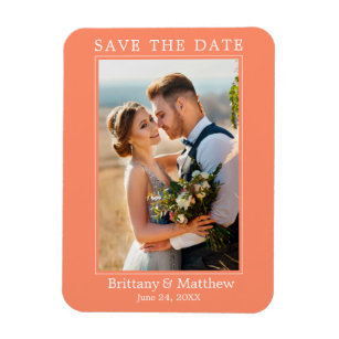 Modern Minimalist Coral Save the Date Magnet