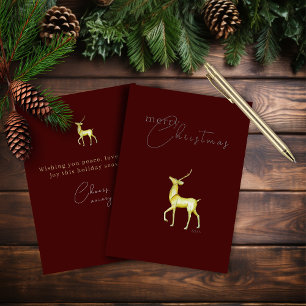 Modern Minimalist Corporate Christmas Reindeer  Foil Holiday Card