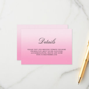 Modern Minimalist Cotton Candy Pink Ombre Details Enclosure Card