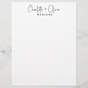Modern Minimalist Couple Name Monogram Custom Letterhead