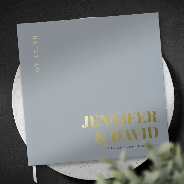 Modern Minimalist Couple Names Simple Wedding Guest Book (Modern minimalist couple names simple wedding guest books)