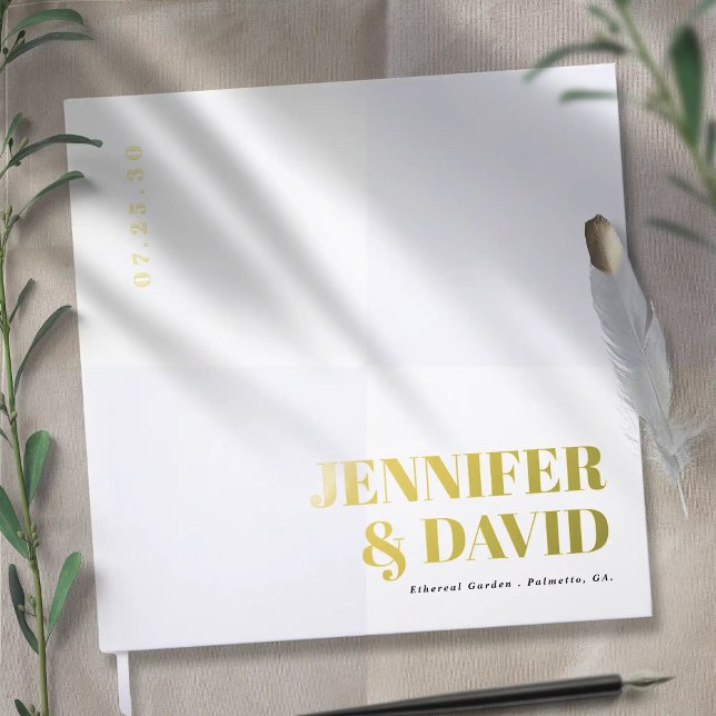 Modern Minimalist Couple Names Simple Wedding Guest Book (Modern minimalist couple names simple wedding guest books)