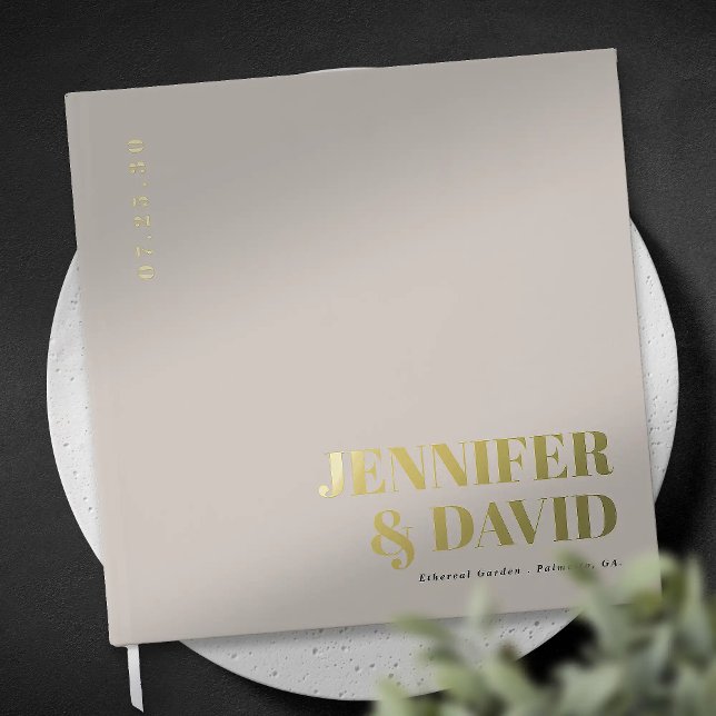 Modern Minimalist Couple Names Simple Wedding Guest Book (Modern minimalist couple names simple wedding guest books)