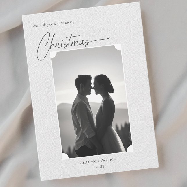 Modern minimalist couple photo christmas holiday card (Creator Uploaded)