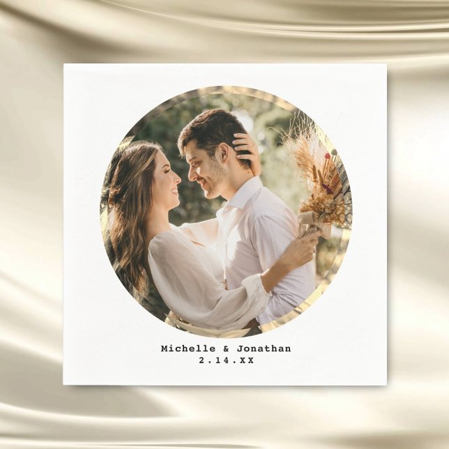 Modern Minimalist Couple Wedding Photo Napkin (Creator Uploaded)
