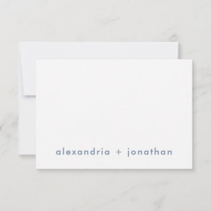 Modern Minimalist Couple's Thank You Dusty Blue Card