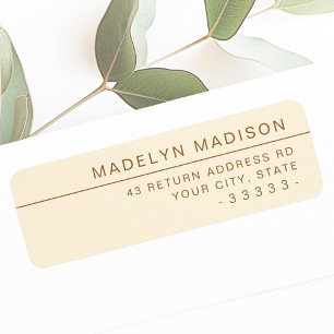 Modern minimalist cream coloured return address label
