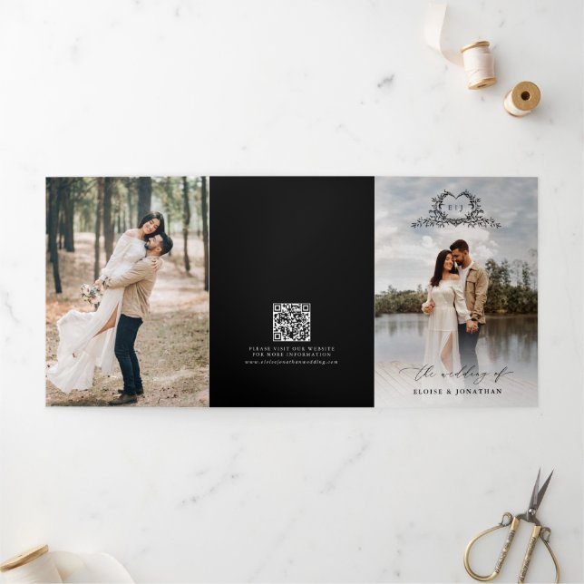 Modern Minimalist Crest monogram Wedding Invite (Outside)