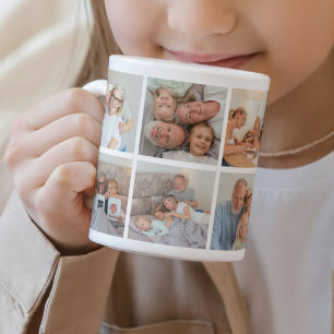 Modern Minimalist Custom 10 Photo Collage Grid Coffee Mug