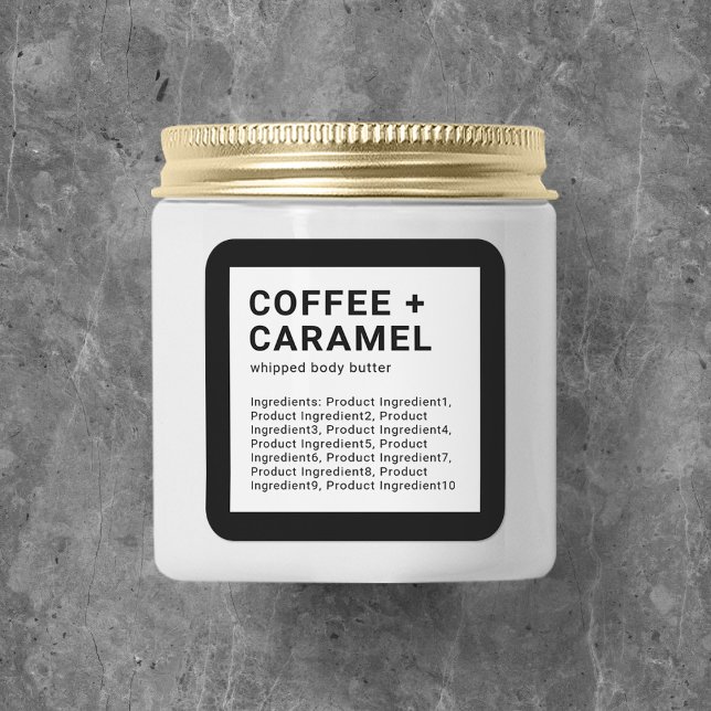 Modern Minimalist Custom Colour Ingredients List Square Sticker (Creator Uploaded)