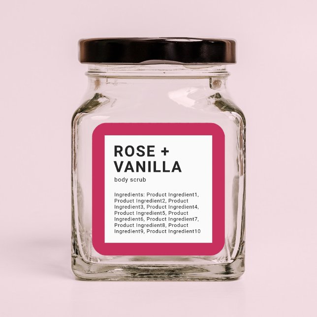 Modern Minimalist Custom Colour Ingredients List Square Sticker (Creator Uploaded)