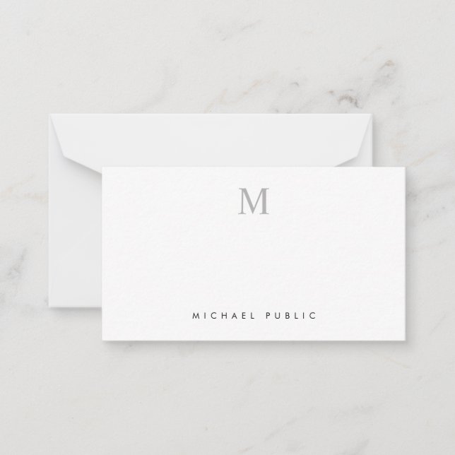 Modern Minimalist Custom Elegant Initial Monogram Card (Front)