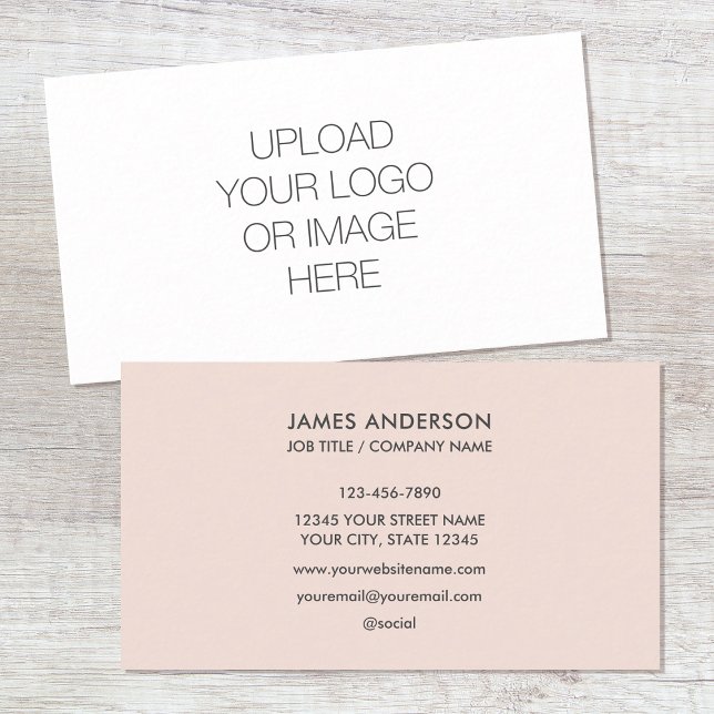 Modern Minimalist Custom Logo Blush Pink Business Card (Creator Uploaded)