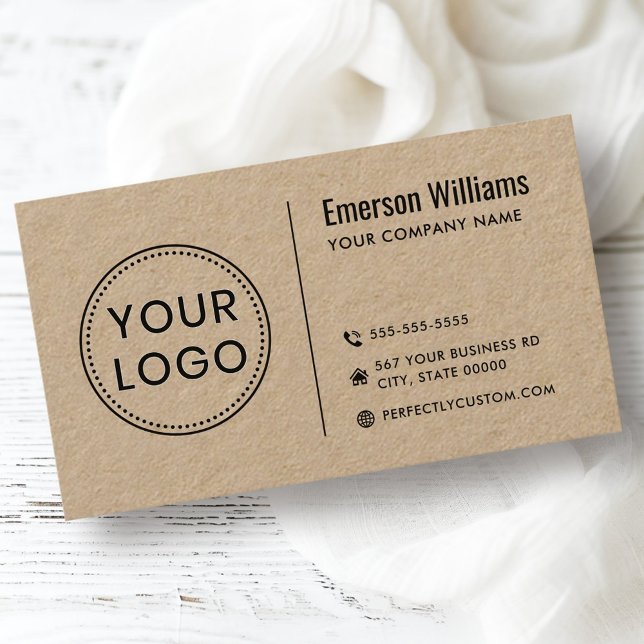Modern minimalist custom logo brown Kraft paper Business Card (Modern minimalist custom logo brown Kraft paper Business Card)
